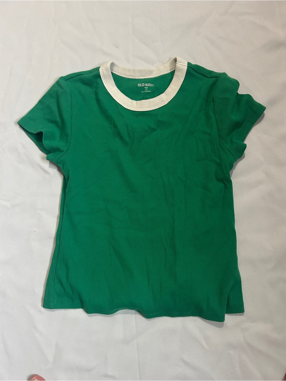 Old Navy Green Short-Sleeve Tee with White Neckband